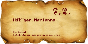 Höger Marianna névjegykártya